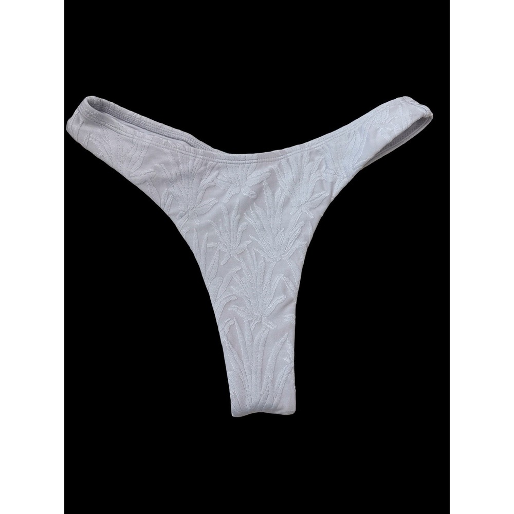 Twenty Montreal 3D Reality Knit Palm‎ Leaf Swim Bottom Light Blue XS NWOT Thong